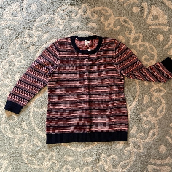 J. Crew Sweaters - J. crew Pink & Black Stripe Sweater